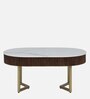 Kaffka Metal Coffee Table In Gold Colour With Porcelain Top & Fluted Detail