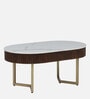 Kaffka Metal Coffee Table In Gold Colour With Porcelain Top & Fluted Detail