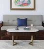 Kaffka Metal Coffee Table In Gold Colour With Porcelain Top & Fluted Detail