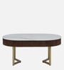 Kaffka Metal Coffee Table In Gold Colour With Porcelain Top & Fluted Detail