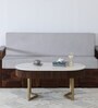 Kaffka Metal Coffee Table In Gold Colour With Porcelain Top & Fluted Detail