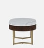 Kaffka Metal Coffee Table In Gold Colour With Porcelain Top & Fluted Detail