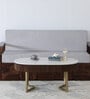 Kaffka Metal Coffee Table In Gold Colour With Porcelain Top & Fluted Detail