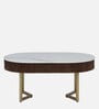Kaffka Metal Coffee Table In Gold Colour With Porcelain Top & Fluted Detail