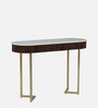 Kaffka Metal Console Table In Brass Electroplating Finish With White Porcelain Top