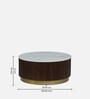 Kaffka Sheesham Wood Coffee Table In Walnut Finish With White Porcelain Top & Fluted Detail