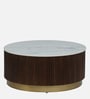 Kaffka Sheesham Wood Coffee Table In Walnut Finish With White Porcelain Top & Fluted Detail