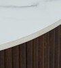 Kaffka Sheesham Wood Coffee Table In Walnut Finish With White Porcelain Top & Fluted Detail