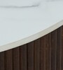 Kaffka Sheesham Wood Coffee Table In Walnut Finish With White Porcelain Top & Fluted Detail