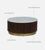 Kaffka Sheesham Wood Coffee Table In Walnut Finish With White Porcelain Top & Fluted Detail