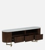 Kaffka Sheesham Wood Tv Console In Brass Electroplating Finish With White Porcelain Top