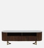 Kaffka Sheesham Wood Tv Console In Brass Electroplating Finish With White Porcelain Top