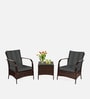 Kailua Wicker Patio Table & Chair Set In Brown Colour (Set Of 2 Chairs)
