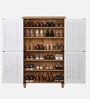 Kaira 4 Door Shoe Rack In Oak And White Finish Kaira 4 Door Shoe Rack In Oak And White Finish