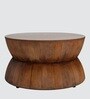 Kairo Solid Wood Drum Shaped Coffee Table In Black Finish