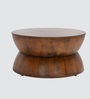 Kairo Solid Wood Drum Shaped Coffee Table In Black Finish