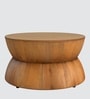 Kairo Solid Wood Drum Shaped Coffee Table In Natural Oak Finish