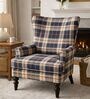 Kairo Teak Wood With Suede Fabric In Navy Blue Colour Kairo Teak Wood With Suede Fabric In Navy Blue Colour