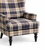 Kairo Teak Wood With Suede Fabric In Navy Blue Colour Kairo Teak Wood With Suede Fabric In Navy Blue Colour