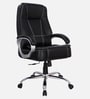 Kairy High Back Leatherette Executive Chair in Black Colour with Adjustable Height and Padded Armrest