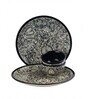 Kalamkari Black & White 4 Pcs Ceramic Dinner Set