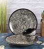 Kalamkari Black & White 4 Pcs Ceramic Dinner Set