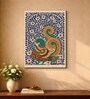 Kalamkari Blue Peacock Stretched Canvas Painting