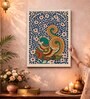 Kalamkari Blue Peacock Stretched Canvas Painting