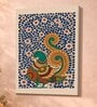 Kalamkari Blue Peacock Stretched Canvas Painting