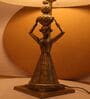 Kalash Brass Table Lamp with Jute Pattern Fabric Shade