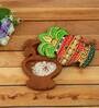 Kalesh Design Multicolour Wood And Clay Decorative Box