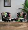 Kalian Velvet Fabric Slipper Chair In Black Multicolour (Set of 2)