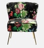 Kalian Velvet Fabric Slipper Chair In Black Multicolour (Set of 2)