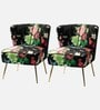 Kalian Velvet Fabric Slipper Chair In Black Multicolour (Set of 2)