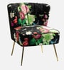 Kalian Velvet Fabric Slipper Chair In Black Multicolour (Set of 2)