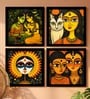 Kalighat Folk Myth Set of 4 Framed Posters