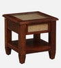 Kalki Sheesham Wood Bedside Table with Natural Cane In Honey Oak Finish
