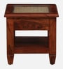 Kalki Sheesham Wood Bedside Table with Natural Cane In Honey Oak Finish