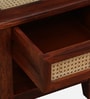 Kalki Sheesham Wood Bedside Table with Natural Cane In Honey Oak Finish