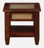 Kalki Sheesham Wood Bedside Table with Natural Cane In Honey Oak Finish