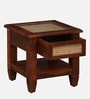 Kalki Sheesham Wood Bedside Table with Natural Cane In Honey Oak Finish