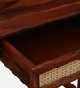 Kalki Sheesham Wood Writing Table In  Honey Oak & Natural Cane Finish