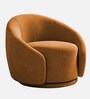 Kama Velvet Fabric Barrel Chair In Brown Colour