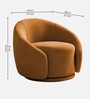 Kama Velvet Fabric Barrel Chair In Brown Colour