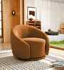 Kama Velvet Fabric Barrel Chair In Brown Colour