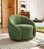 Kama Velvet Fabric Barrel Chair In Green Colour
