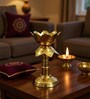 Golden Brass Kamal Stand Diya