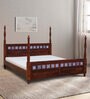 Kamchini Sheesham Wood King Size Poster Bed in Scratch Resistant Honey Oak Finish