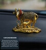 (1Pc) Gold Metal Kamdhenu Cow With Calf Idol