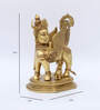 Kamdhenu Cow with Calf Gold Brass Idols